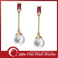 Factory wholesale prices stylish 18k yellow gold white pearl earrings